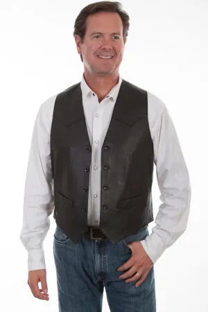 Men's Leather Vest Collection: Scully Western Lambskin, Button Front Black