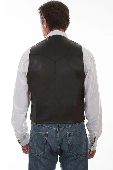 Men's Leather Vest Collection: Scully Western Lambskin, Button Front Black