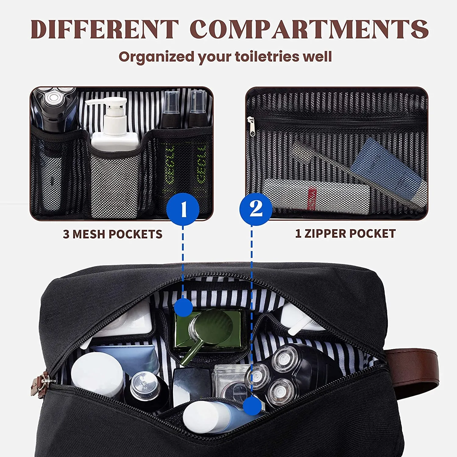 Mens Travel Toiletry Bag Waterproof Lightweight Toiletries Bag