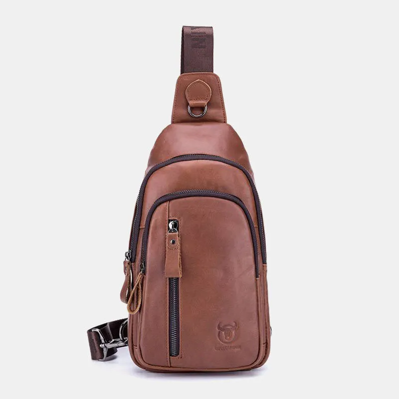 Messenger Bag For Men Large Chest Bag Capacity Genuine Leather Shoulder Bag