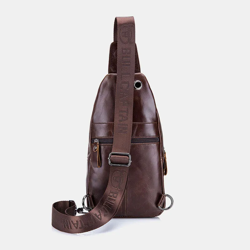 Messenger Bag For Men Large Chest Bag Capacity Genuine Leather Shoulder Bag