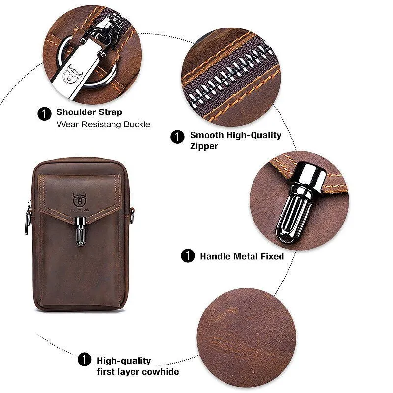 Mobile Phone Bag Male 7-inch Cowhide Leather Bag