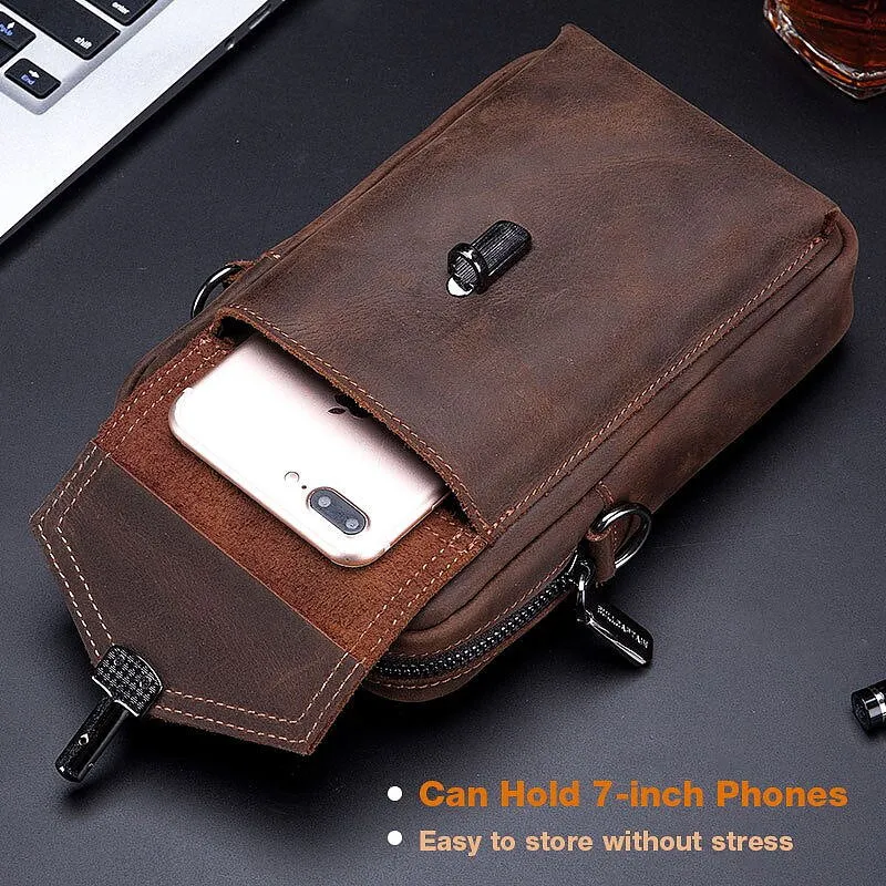 Mobile Phone Bag Male 7-inch Cowhide Leather Bag