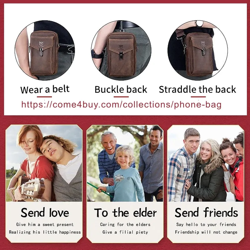 Mobile Phone Bag Male 7-inch Cowhide Leather Bag