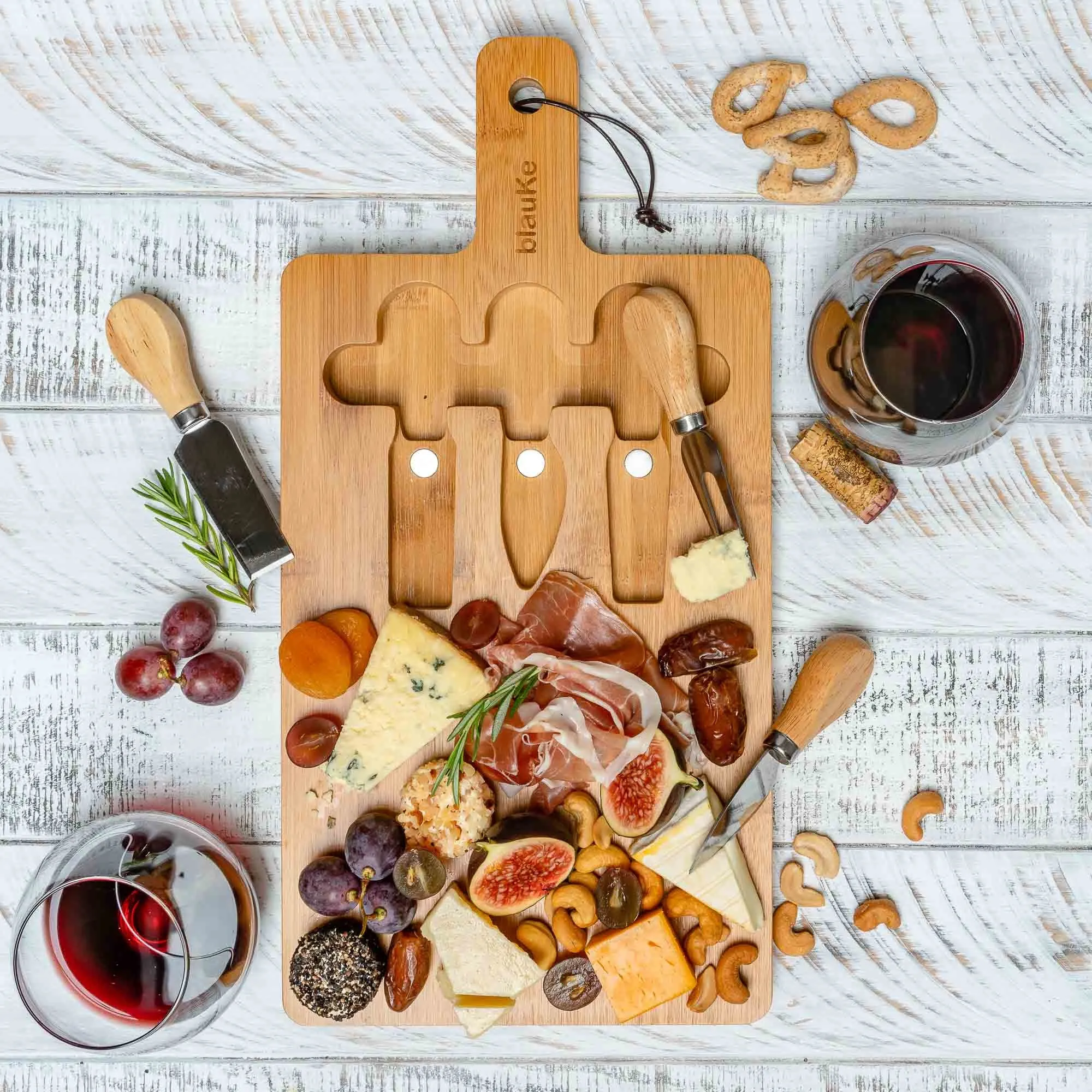 Multifunctional Bamboo Cheese Board With Cutlery Set - Medium Cutting Board
