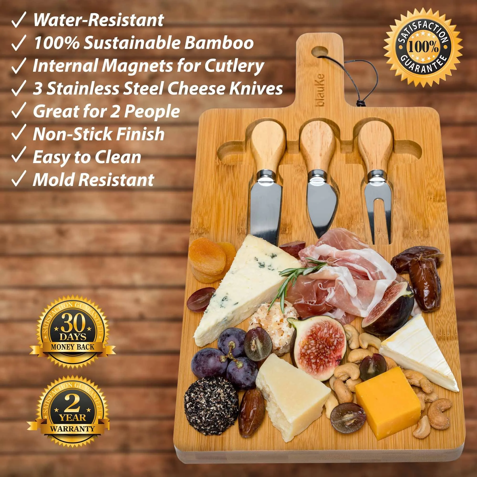 Multifunctional Bamboo Cheese Board With Cutlery Set - Medium Cutting Board