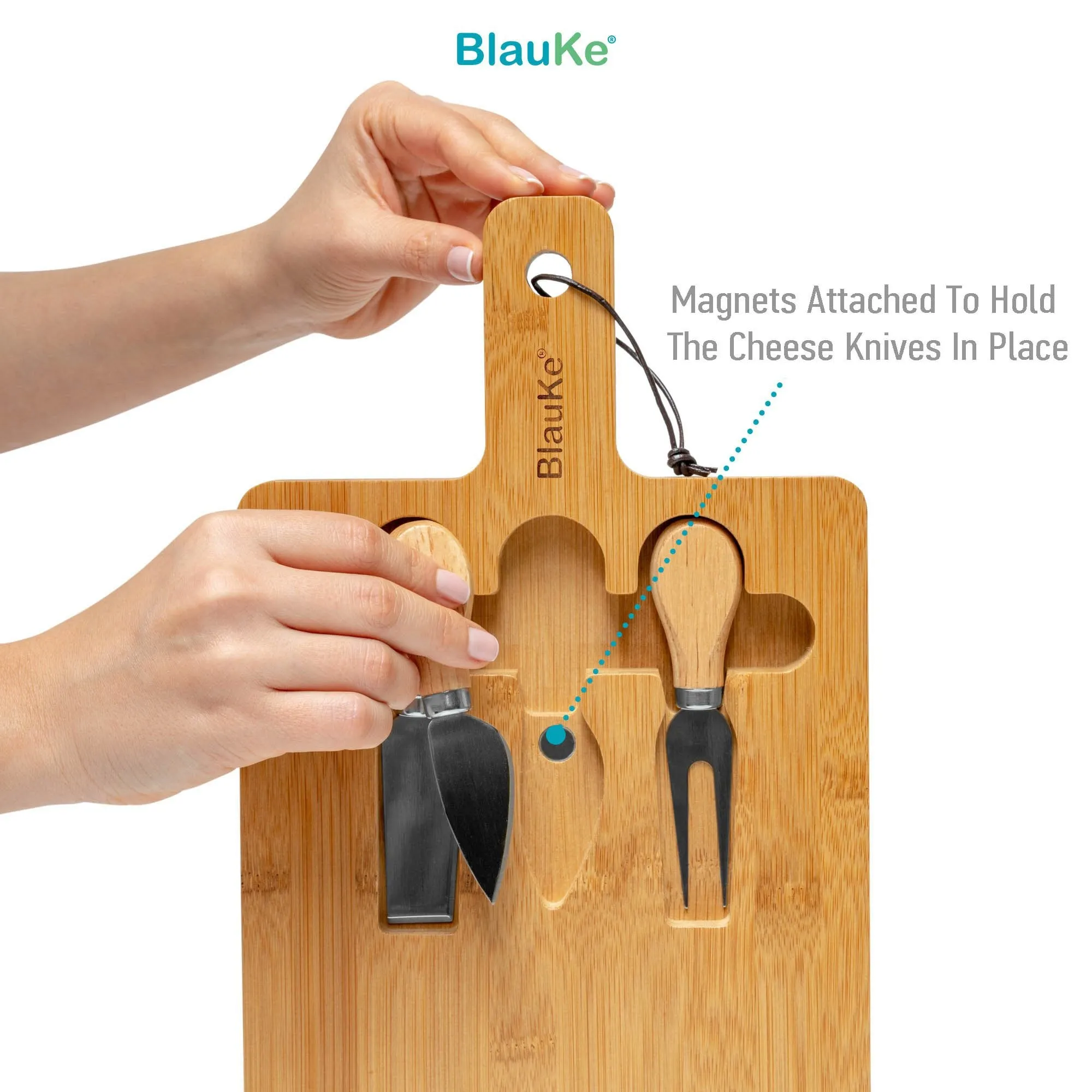 Multifunctional Bamboo Cheese Board With Cutlery Set - Medium Cutting Board