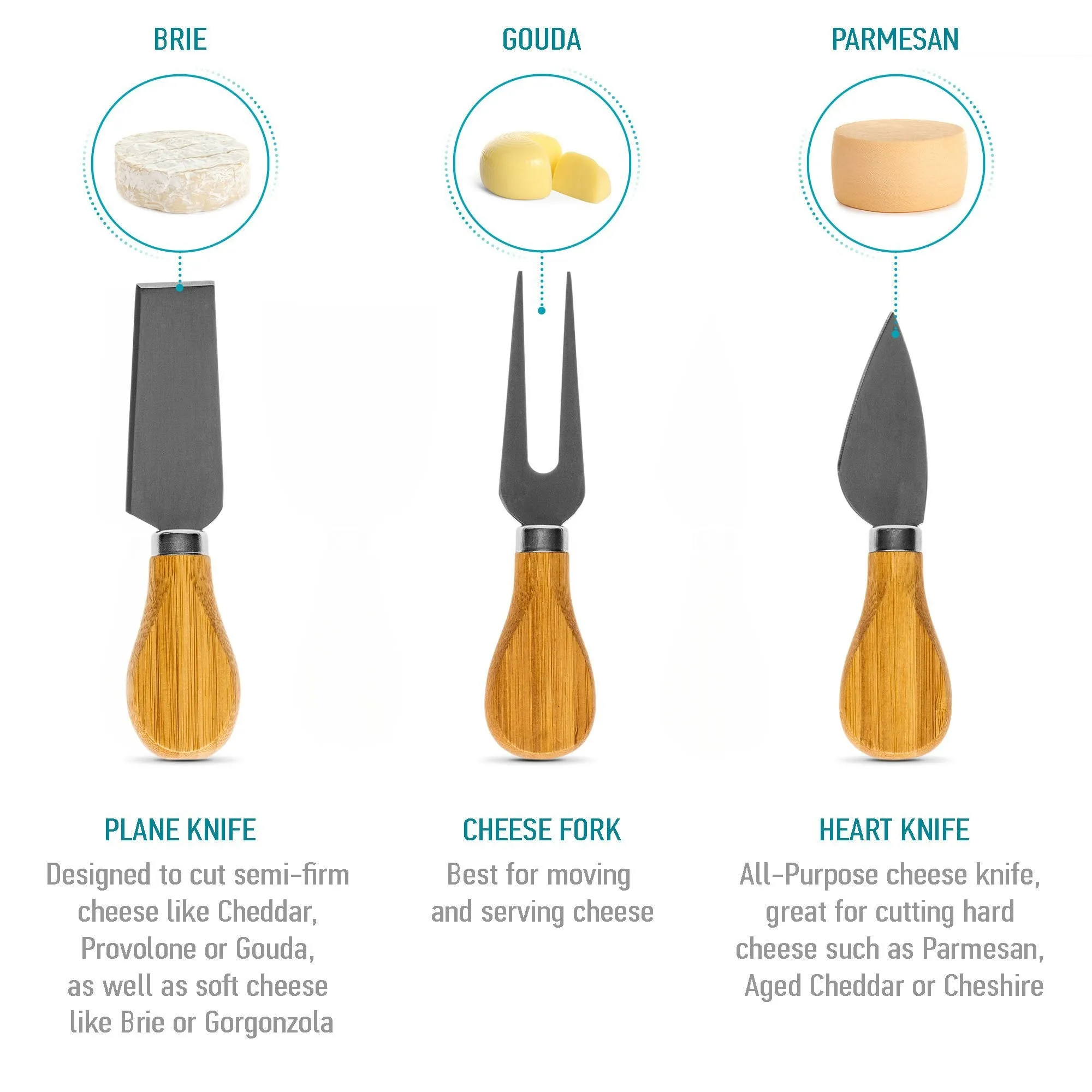 Multifunctional Bamboo Cheese Board With Cutlery Set - Medium Cutting Board