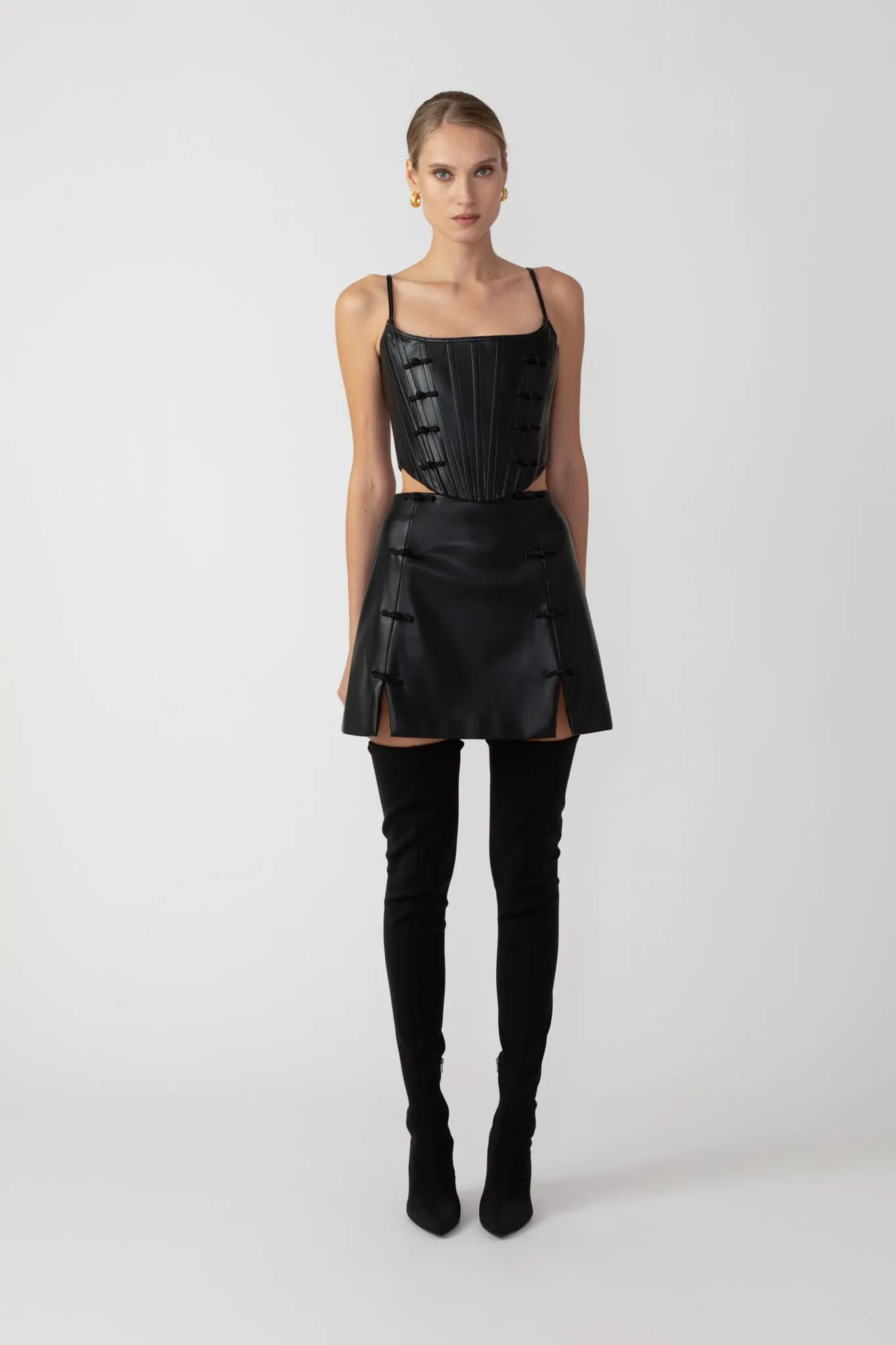 Nadia Faux Leather Corset Top