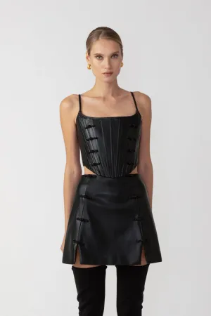 Nadia Faux Leather Corset Top