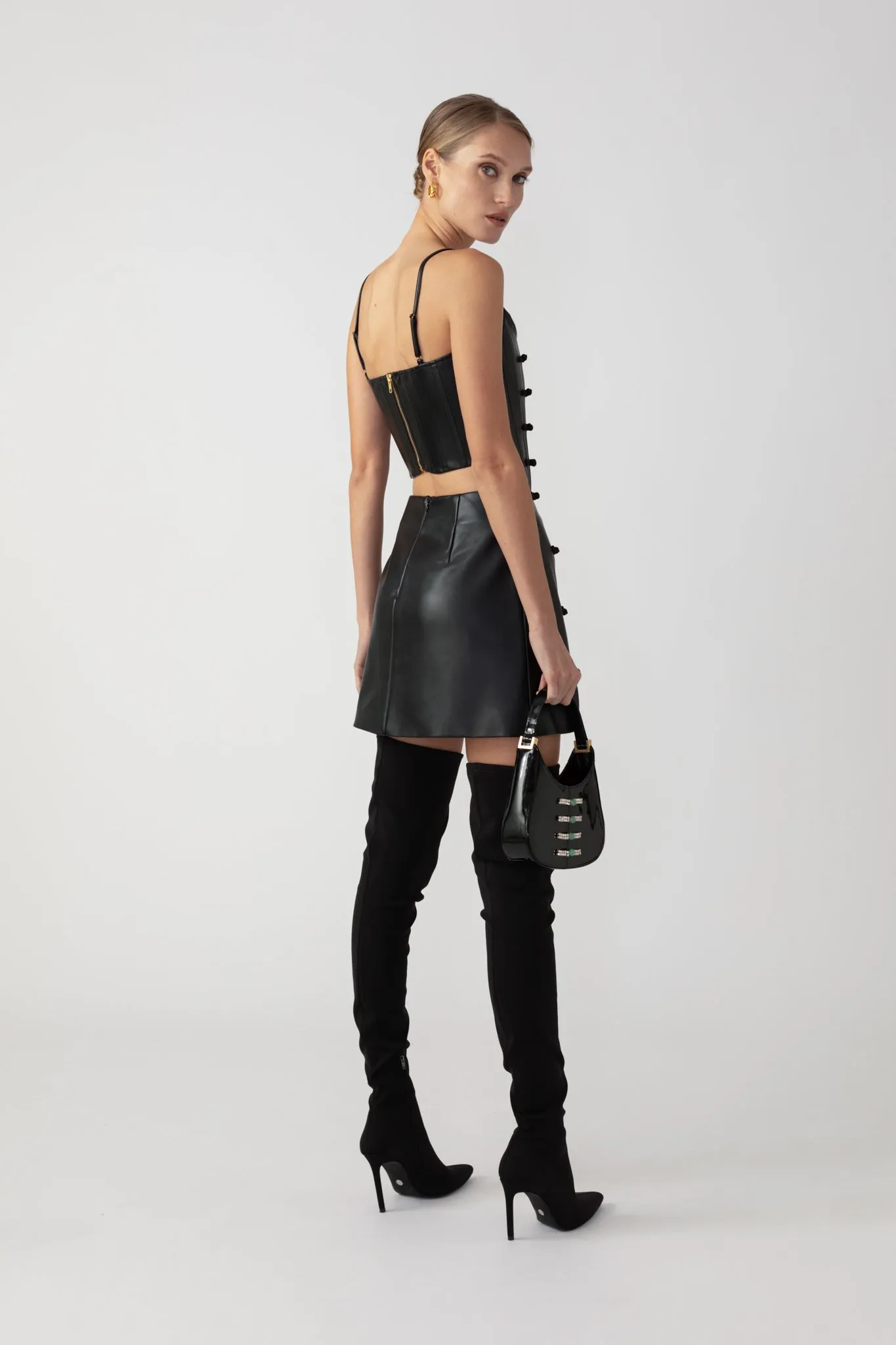 Nadia Faux Leather Corset Top