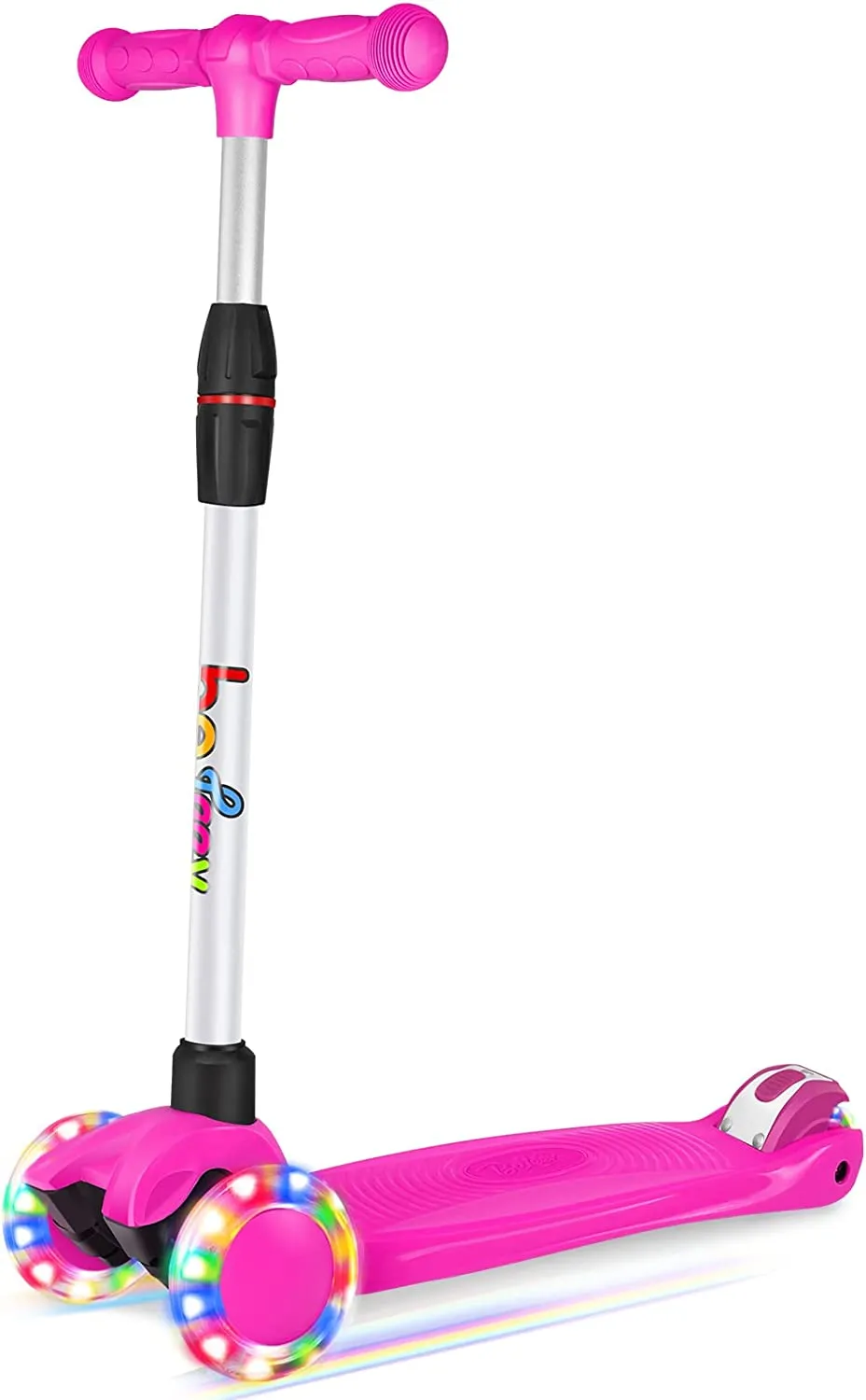 New BELEEV Scooters for Kids 3 Wheel Kick Scooter for Toddlers Girls & Boys, Scooter with 3 Adjustable Height, LED Light Up Wheels for Children from 3 to 12 Years Old, Pink