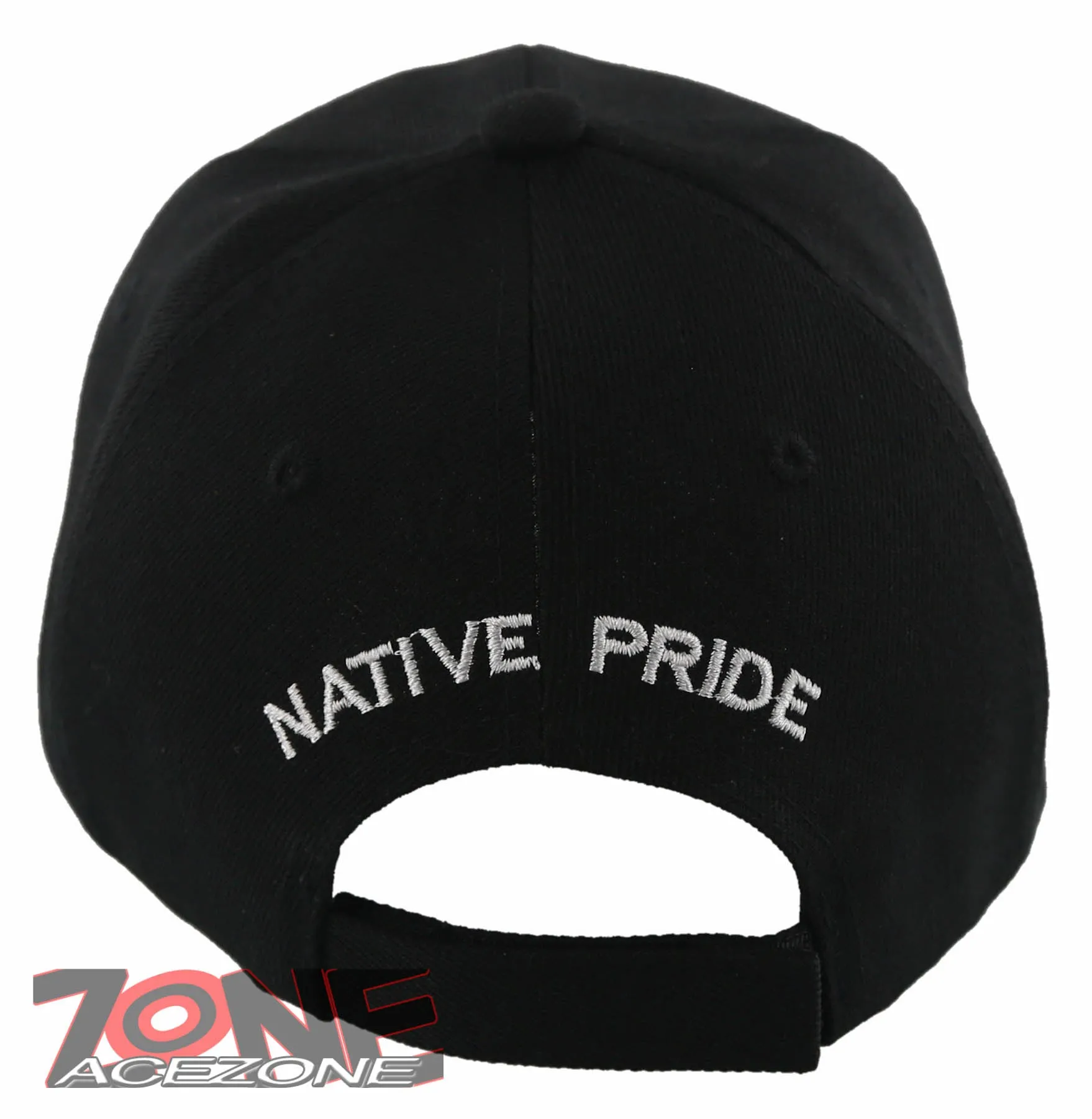 NEW! NATIVE PRIDE EAGLE FEATHERS FAUX LEATHER BASEBALL CAP HAT BLACK