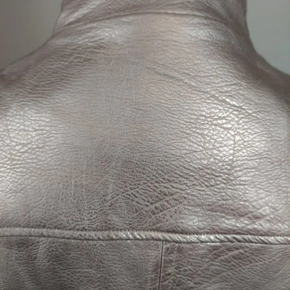 NWOT Signature 8  of Los Angeles Faux Leather Moto Jacket Champagne Color