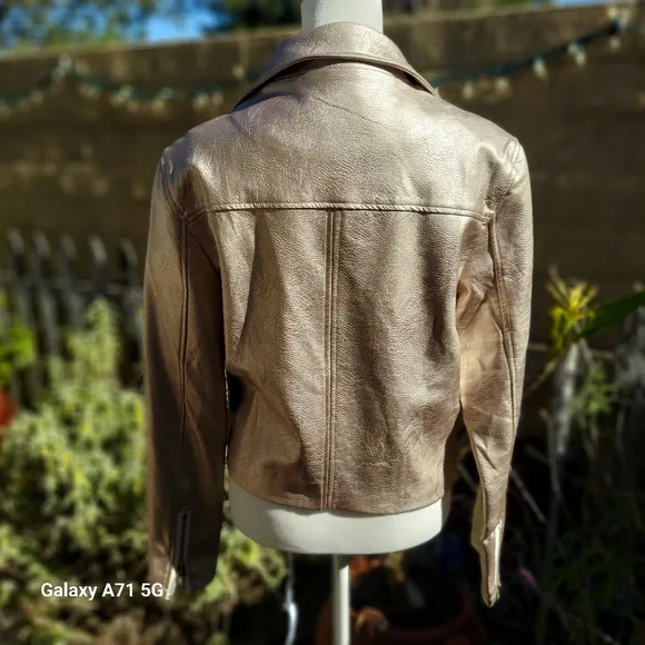 NWOT Signature 8  of Los Angeles Faux Leather Moto Jacket Champagne Color