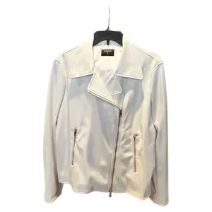 NWOT Tahari faux leather moto jacket with gold tone hardware.