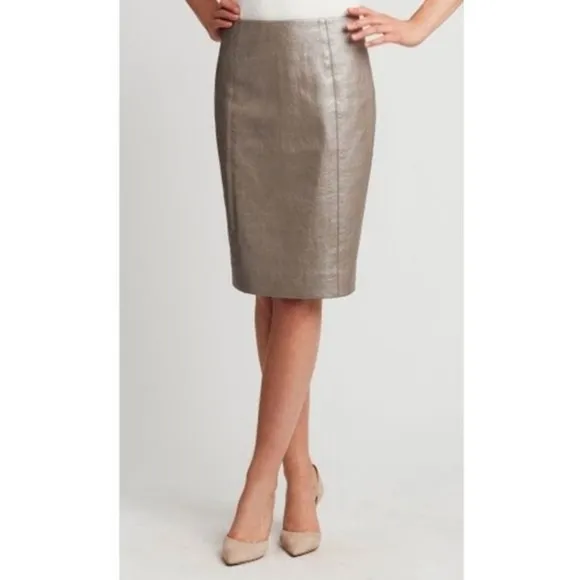 NWT, Etcetera Quartz Metallic Faux Leather Skirt