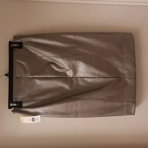 NWT, Etcetera Quartz Metallic Faux Leather Skirt