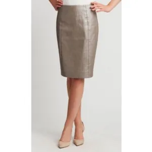 NWT, Etcetera Quartz Metallic Faux Leather Skirt