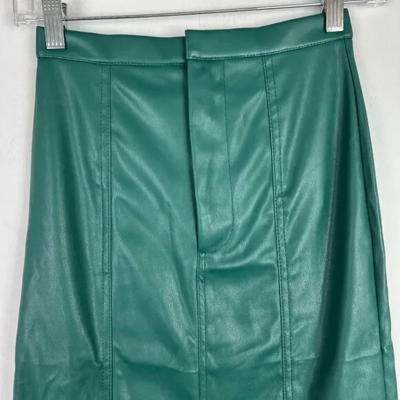 NWT NSR Faux Leather Pencil Skirt Nordstrom Green Size XS NEW