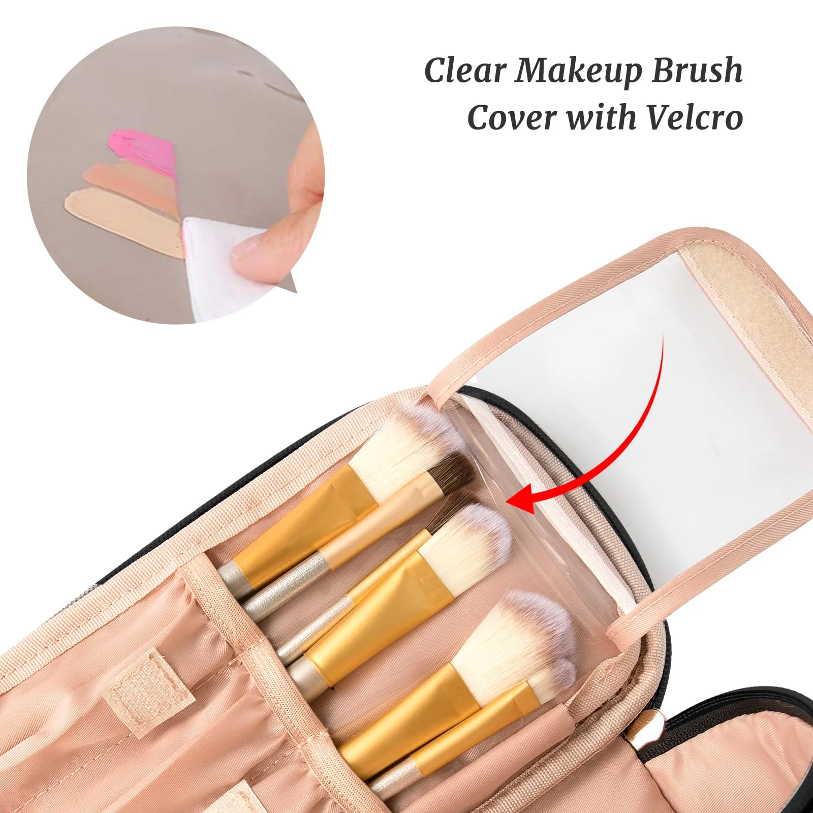 OCHEAL Small Cosmetic Bag,Portable Cute Travel Makeup Bag for Women and girls Makeup Brush Organizer cosmetics Pouch Bags-Black/White Stripes