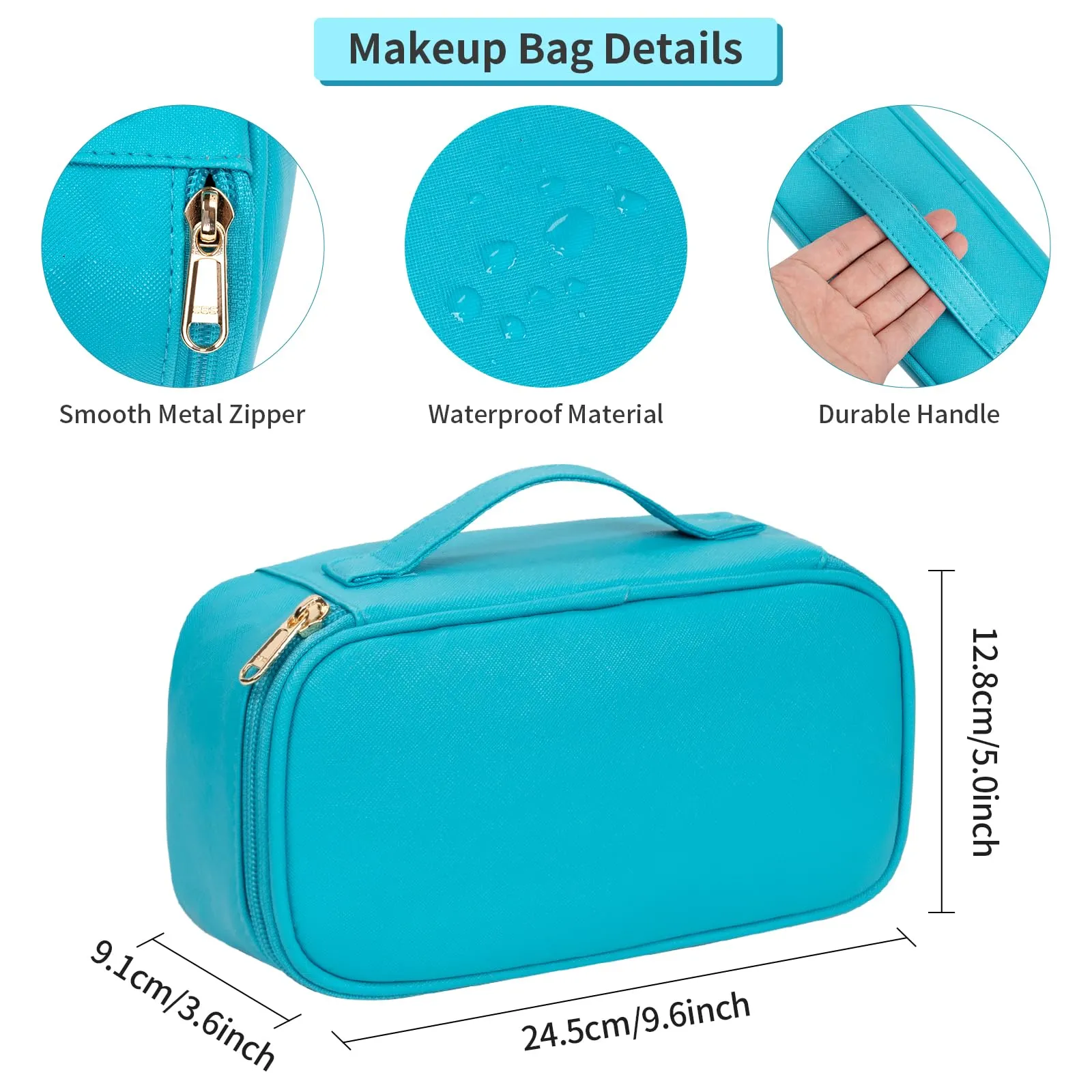 OCHEAL Small Cosmetic Bag,Portable Cute Travel Makeup Bag for Women and girls Makeup Brush Organizer cosmetics Pouch Bags-Dark Blue