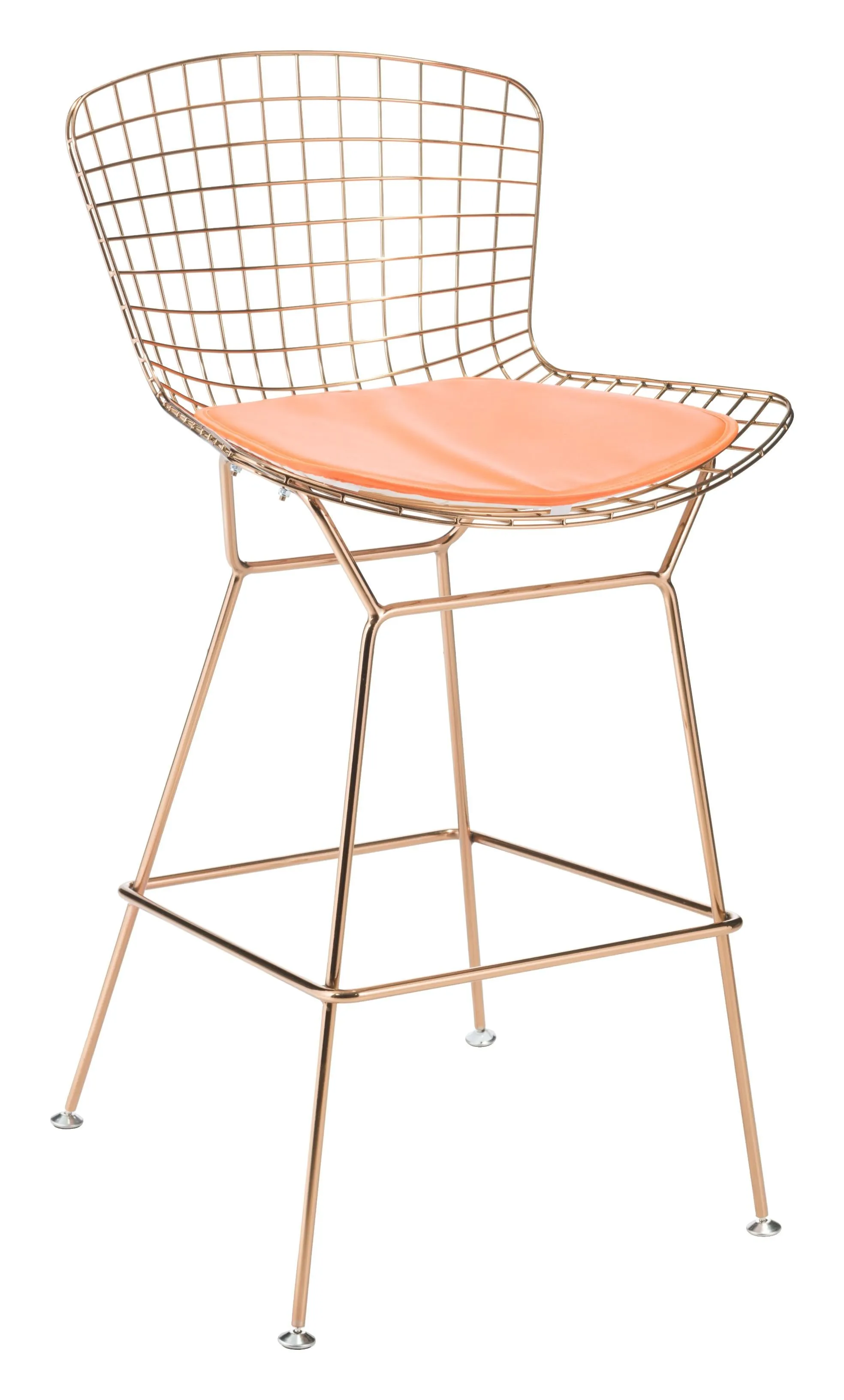 Orange Faux Leather Cushion Chair Pad