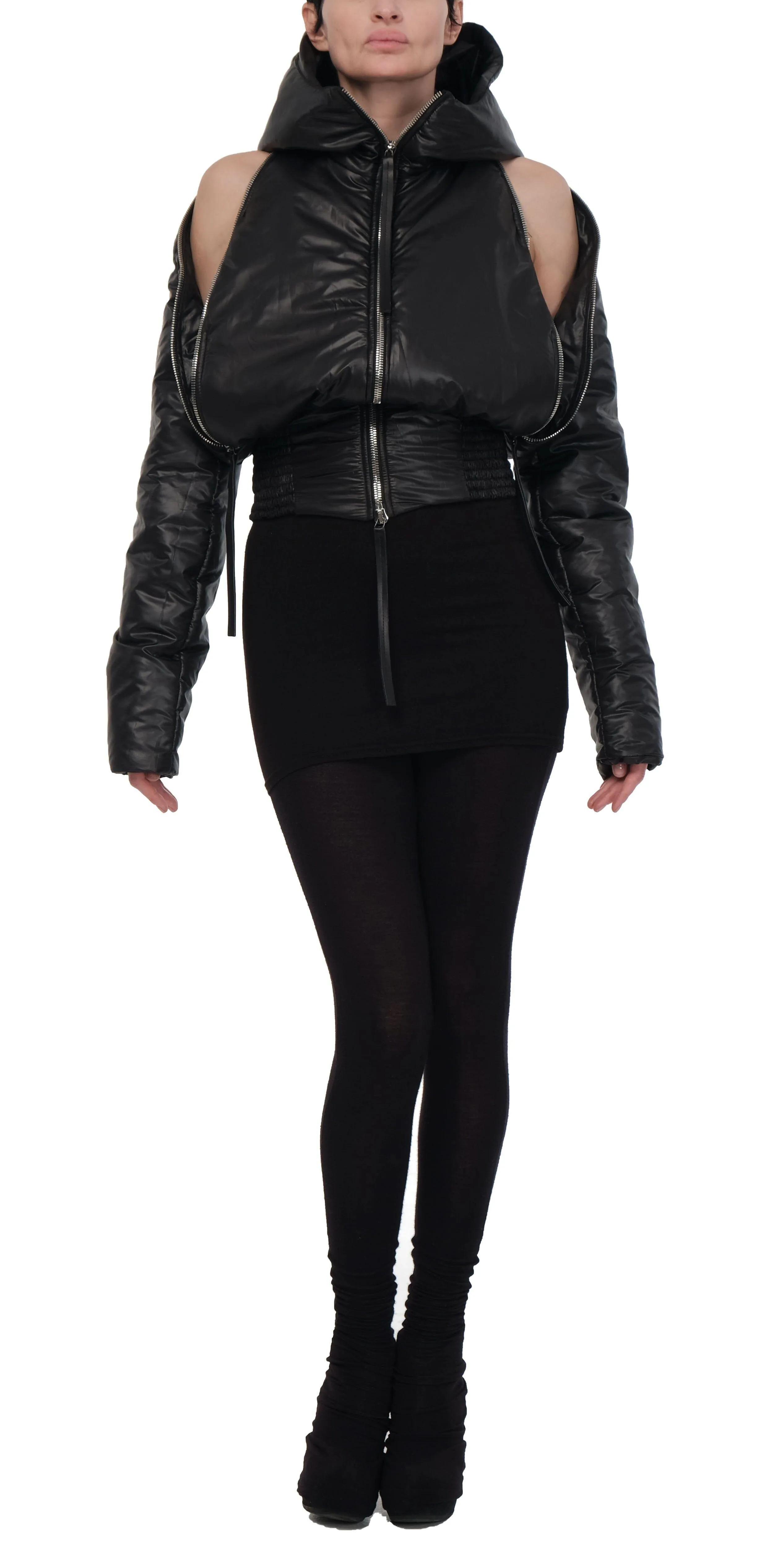 Padded Crop Jacket with Zippers