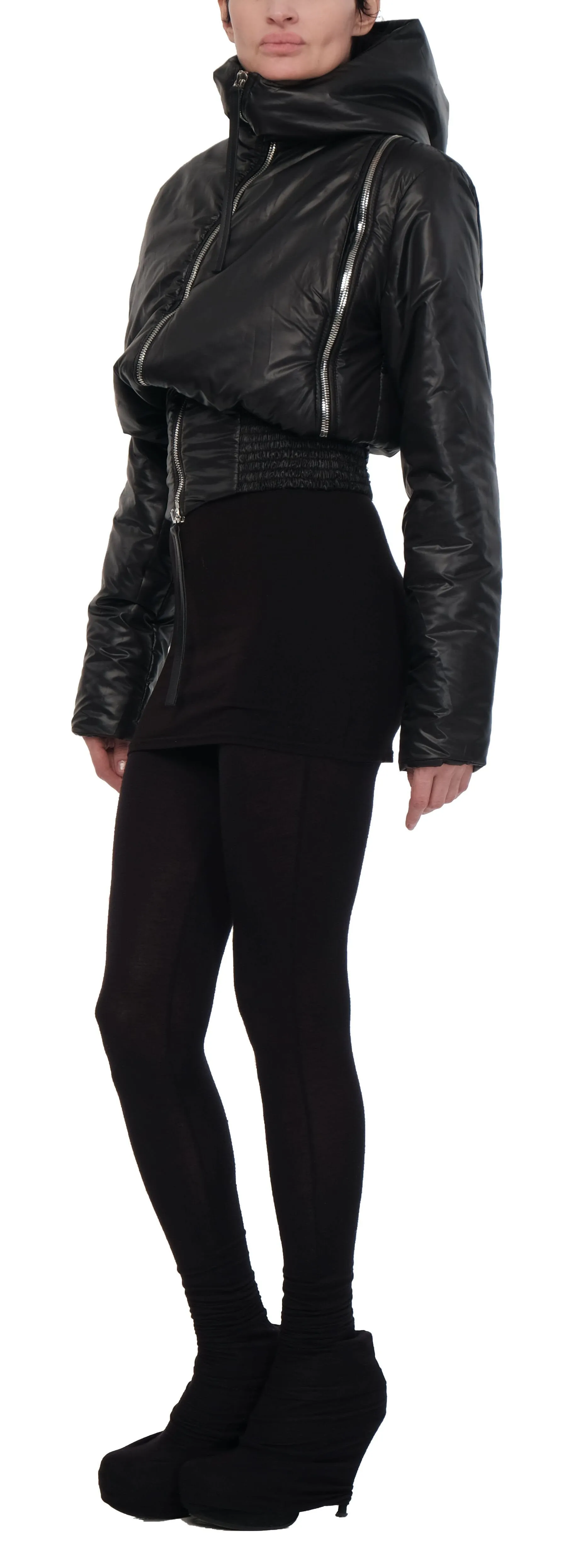 Padded Crop Jacket with Zippers
