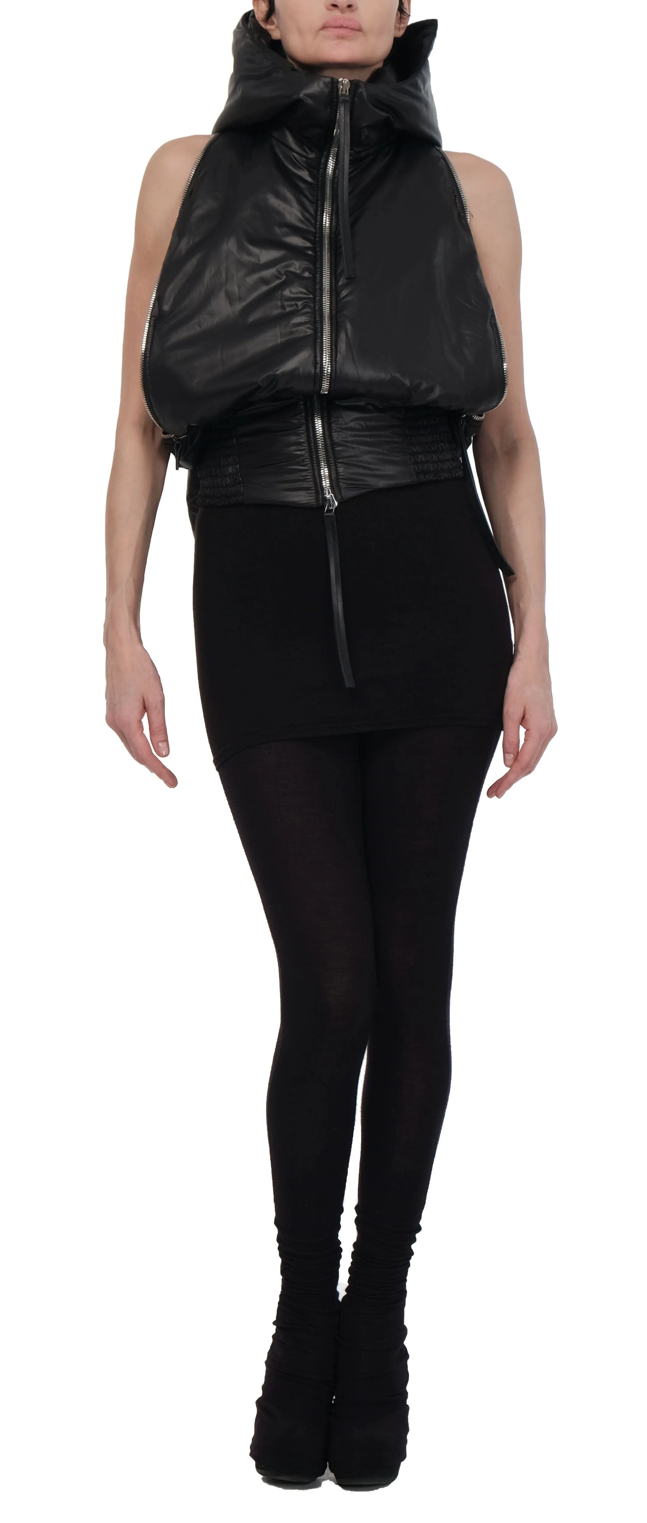 Padded Crop Jacket with Zippers