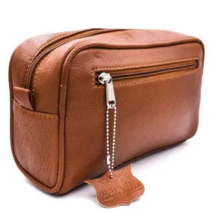 Parker Leather Large Saddle Dopp Kit