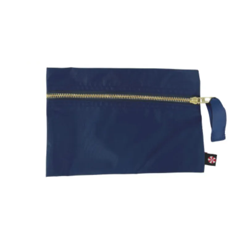 Personalized Nylon Blue Navy Brass Flat Pouch
