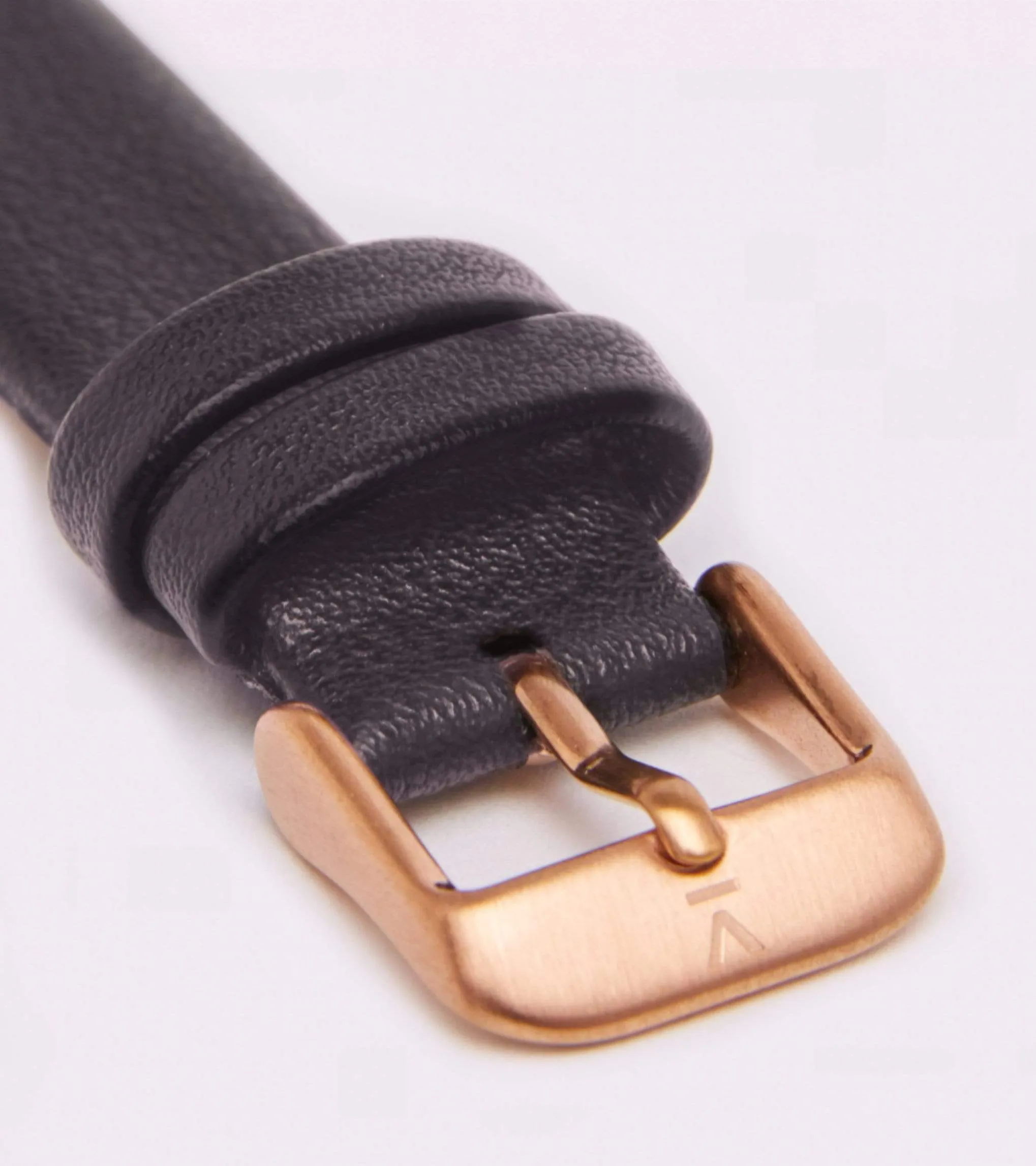 Petite Watch with Rose Gold & White Dial | Dark Grey Vegan Leather Strap