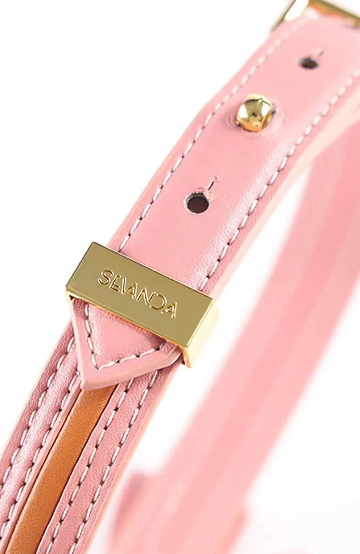 Pink faux leather bow tie collar & leash