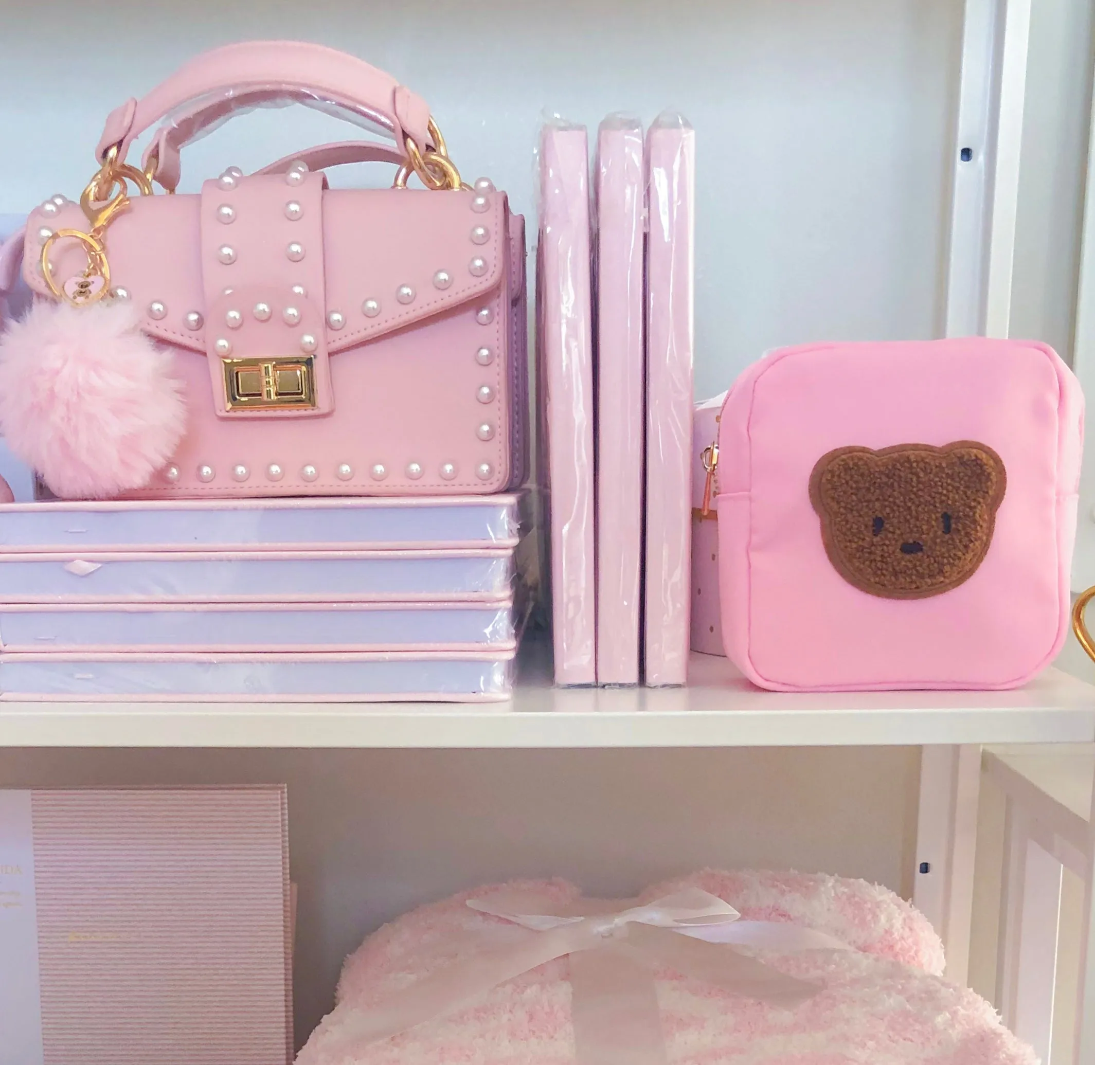 PINK NYLON BEAR POUCH