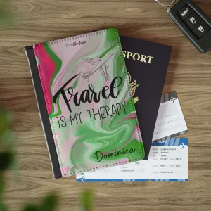 PNK Pink & Green Watercolor Personalized Passport Cover