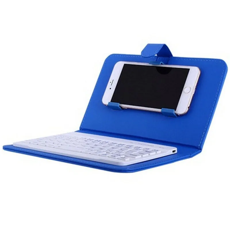 Portable PU Leather Wireless Keyboard Case for iPhone with Bluetooth Keyboard for 4.2-6.8 Inch Phones  black_Bluetooth keyboard   leather case