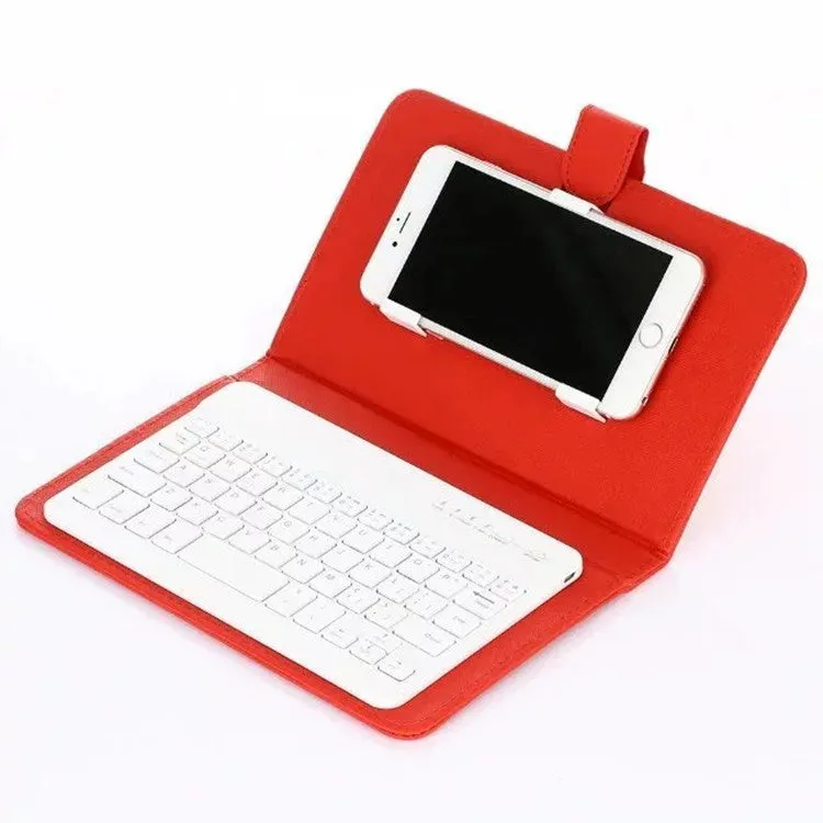 Portable PU Leather Wireless Keyboard Case for iPhone with Bluetooth Keyboard for 4.2-6.8 Inch Phones  black_Bluetooth keyboard   leather case