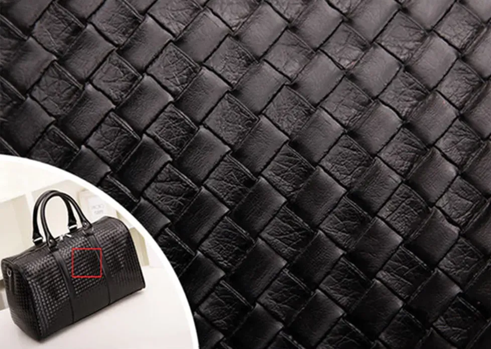Posh Embossed Vegan Leather Saddle Duffel Bag Weekender Black, Two Sizes