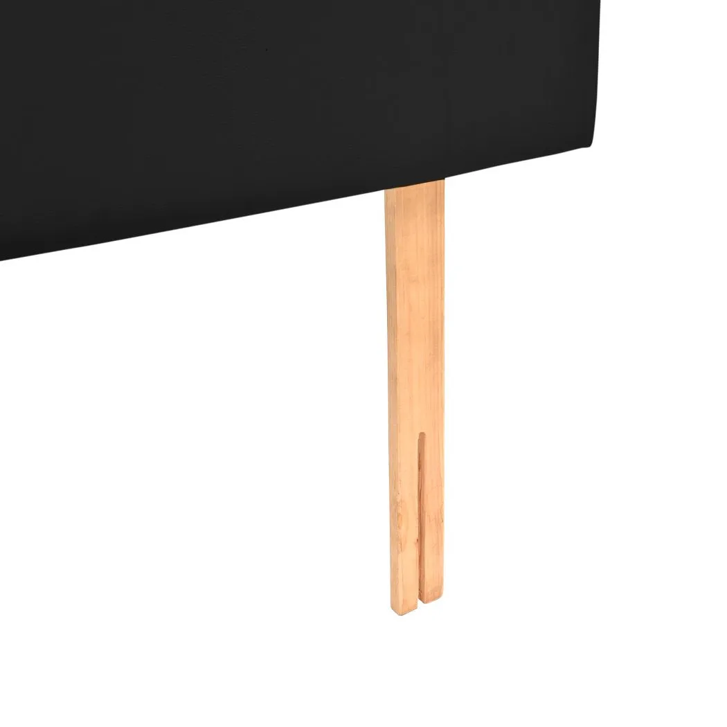 PU Leather Bed Headboard with Wooden Legs in Queen Size in Black Colour