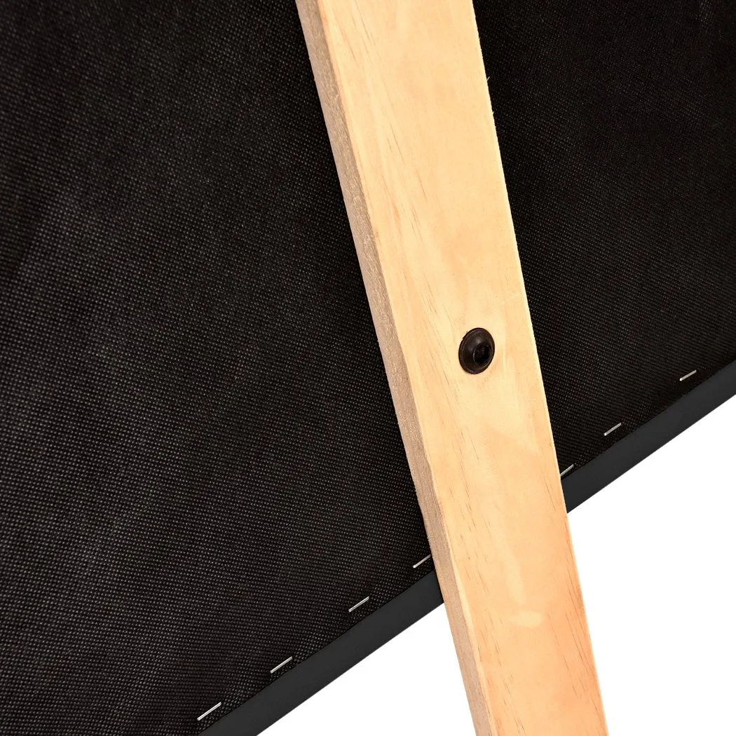 PU Leather Bed Headboard with Wooden Legs in Queen Size in Black Colour