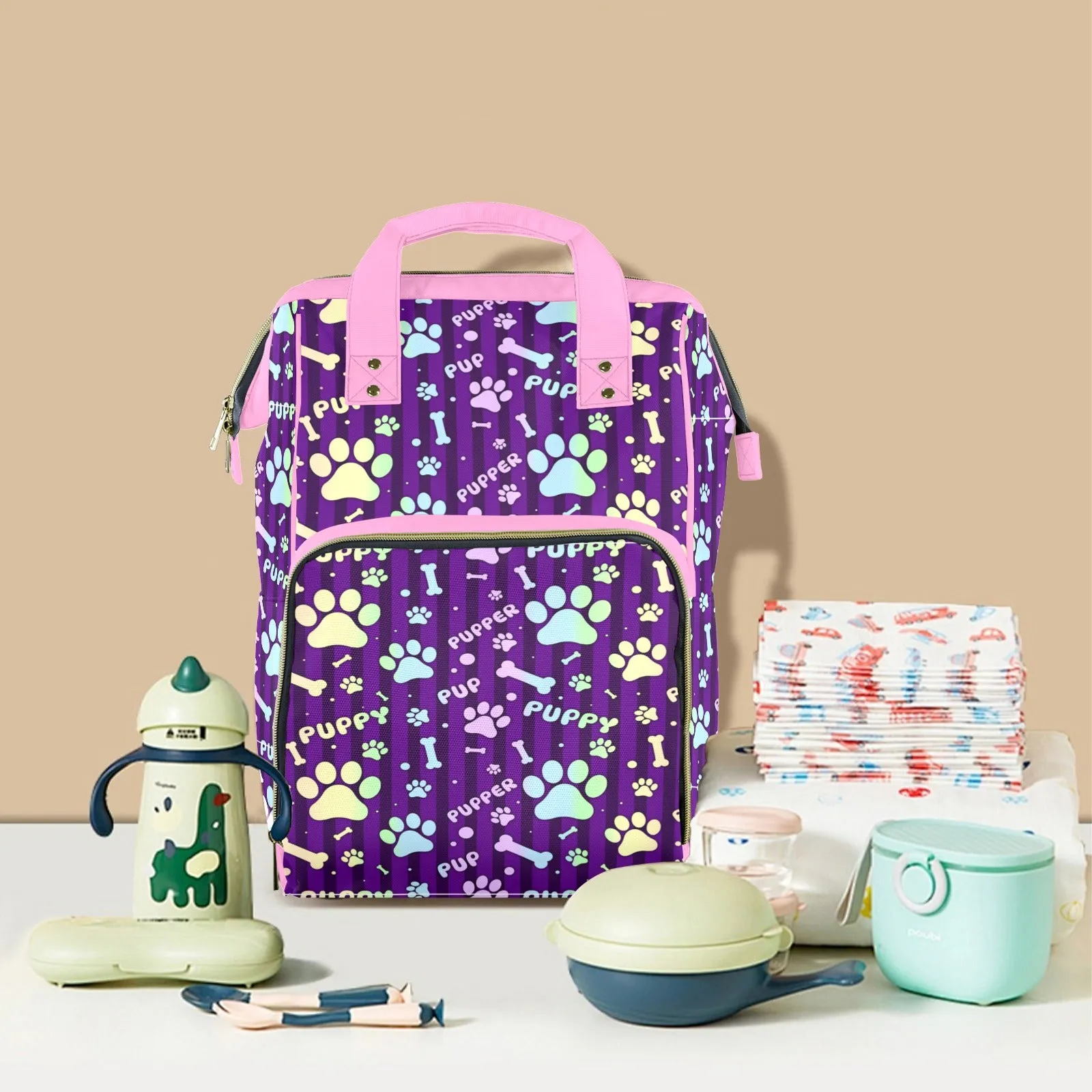 Rainbow Pup Large Diaper Bag