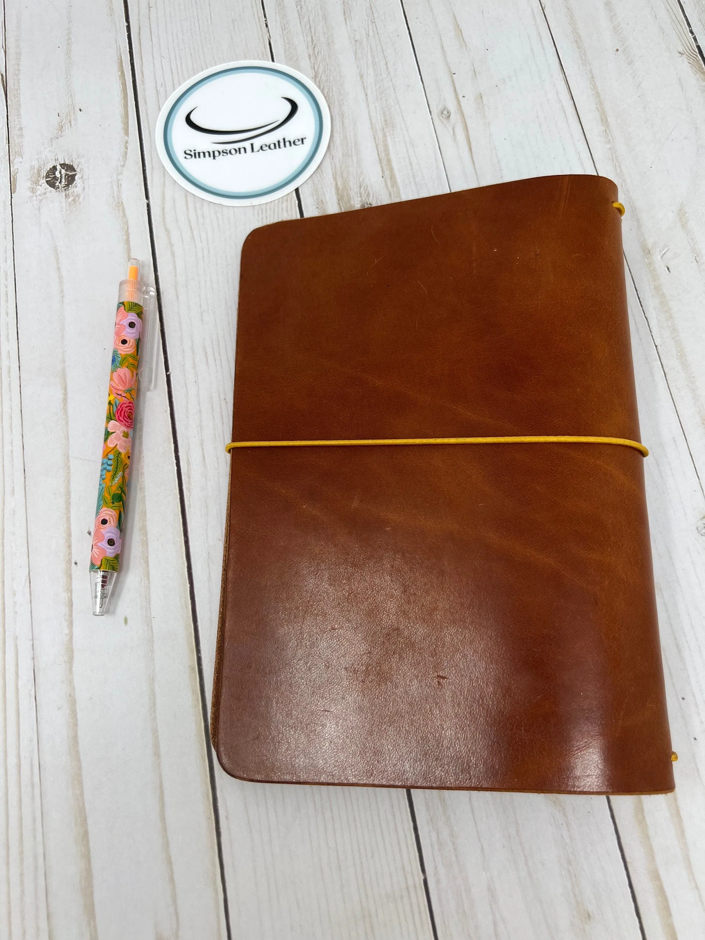 Ready to Ship, B6 Tall, Oak Harness Traveler's Notebook, Leather Journal Cover, Leather book