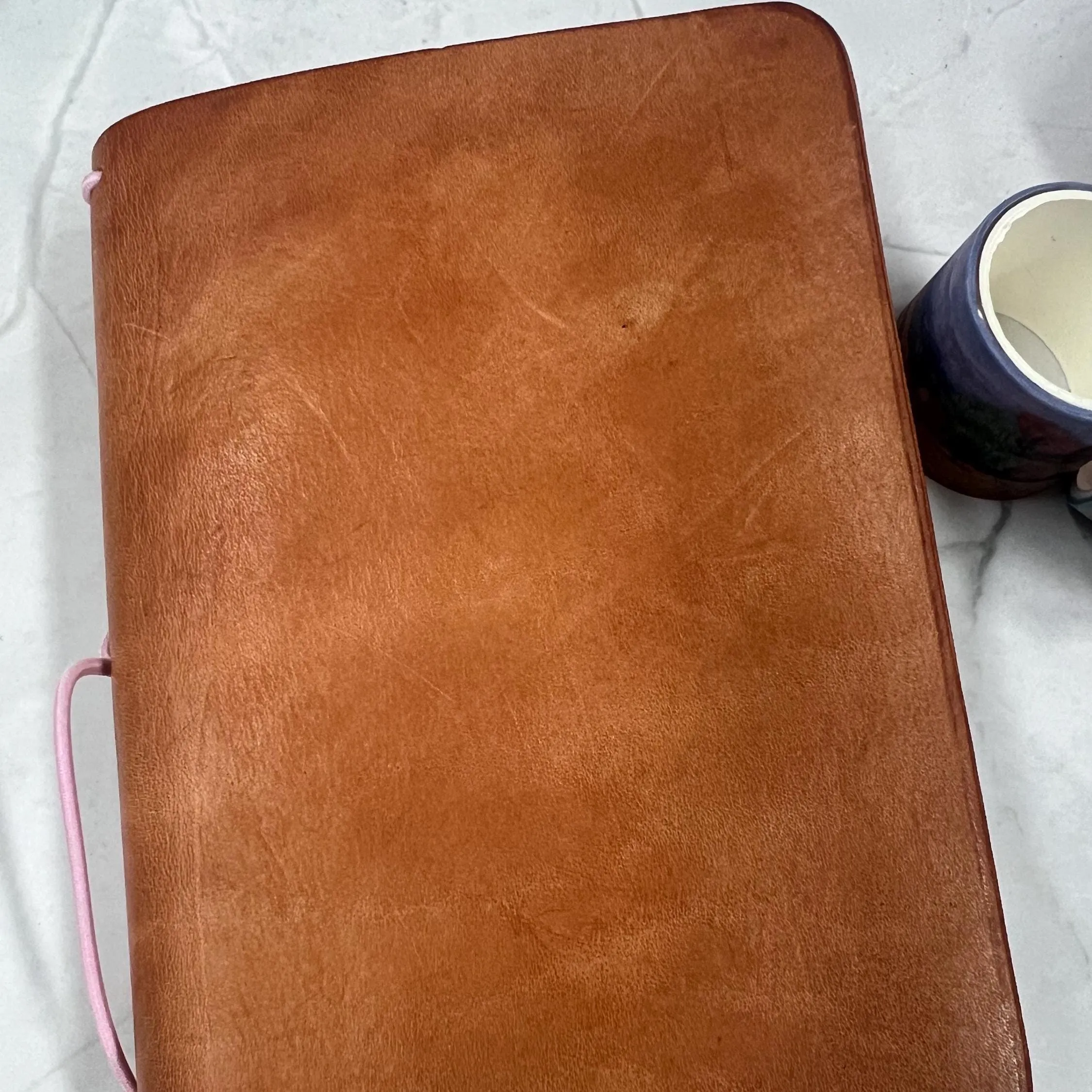 Ready-to-Ship, Reduced price for minor scratches, Classic Pocket size cover, Blonde full grain Leather Traveler's Notebook