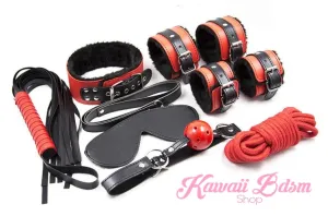 Red & Black Premium  8Pcs Bondage Kit