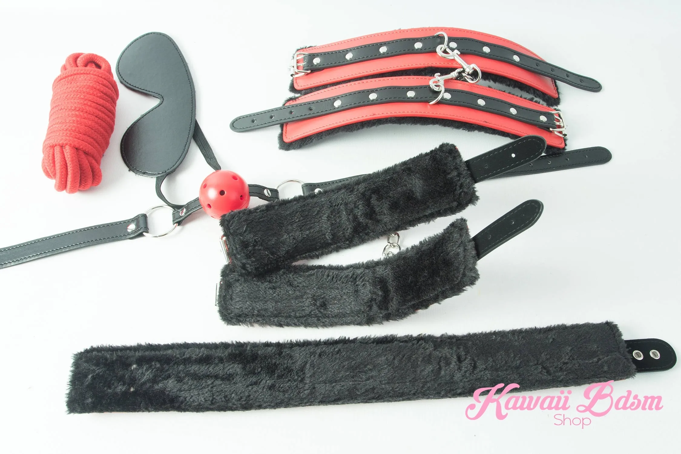 Red & Black Premium  8Pcs Bondage Kit