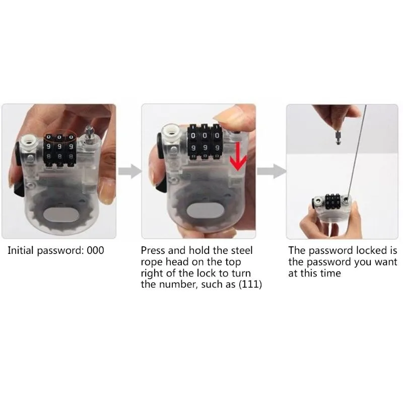 Retractable Wire Anti Theft Combination Lock