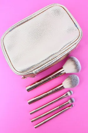 Rose Radiance 5 Piece Beauty Brush Set And Pouch