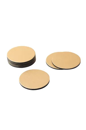 Round Leather Felt-Backed Coasters in Gold - 8 Per Box
