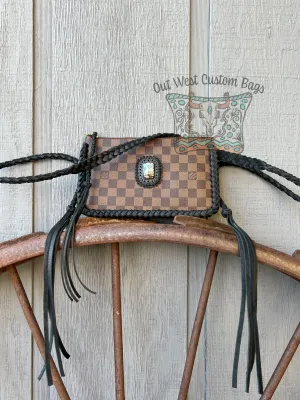 RTS Out West DE Neverfull Pouch Crossbody Black Braid Work